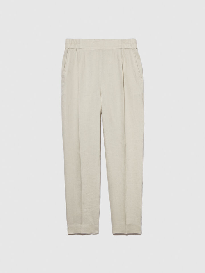 100% linen joggers - women's joggers - Creamy White | Sisley image number 6
